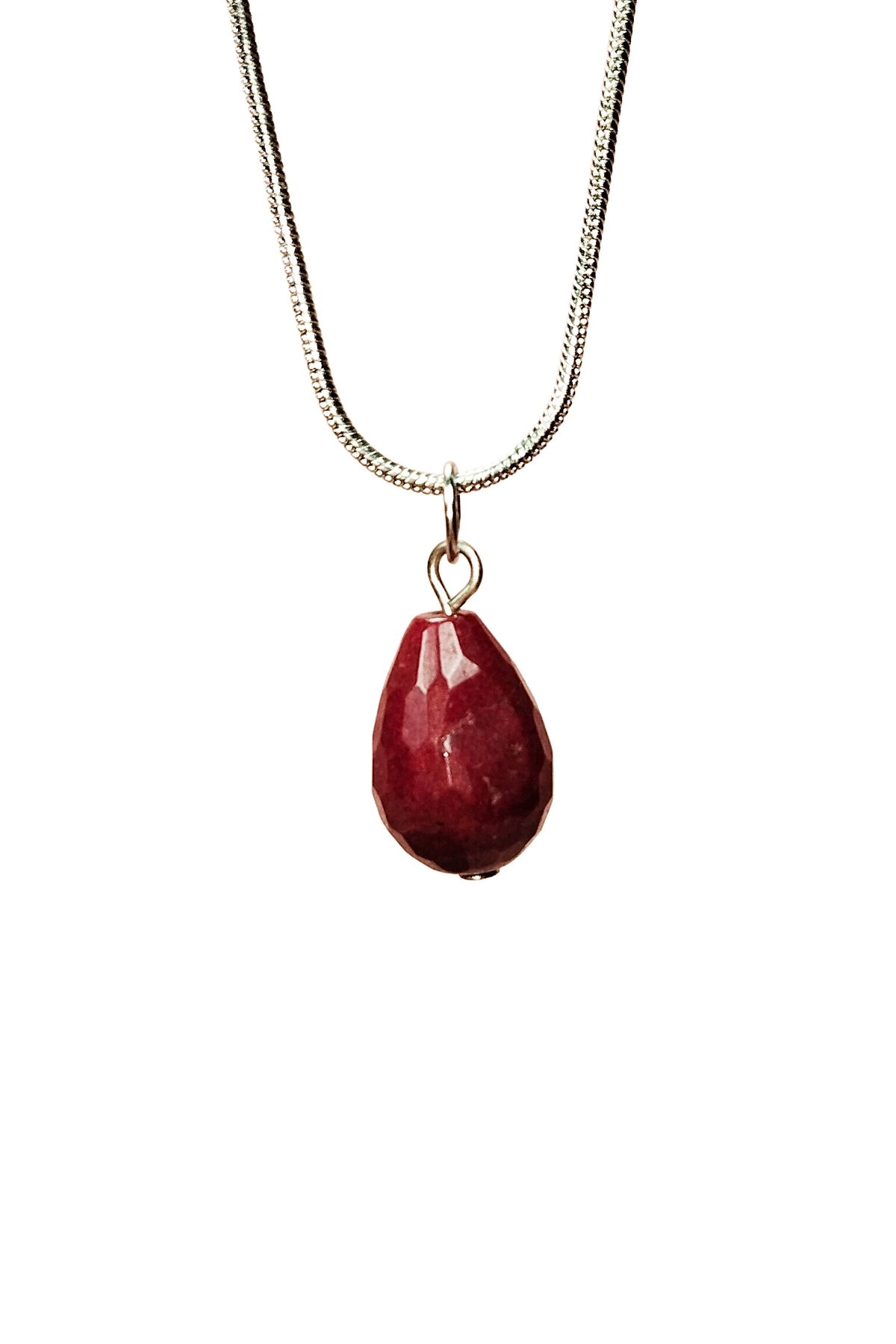 Ruby Natural Stone Handmade Pendant with Chain: 1.5 cm Chain: 20 cm Boxed