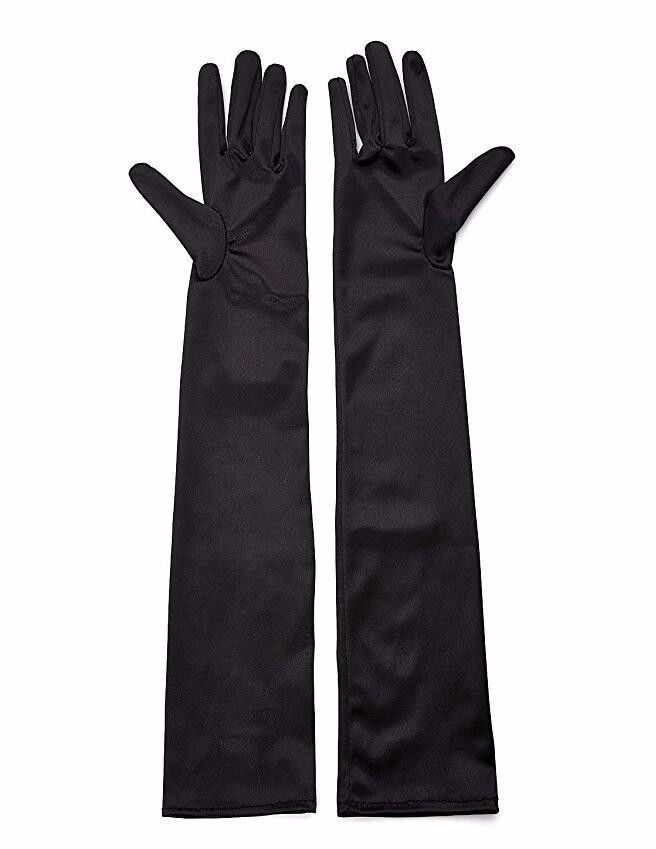 Black Color Lycra Long Fabric Gloves Up To Elbow 40 cm