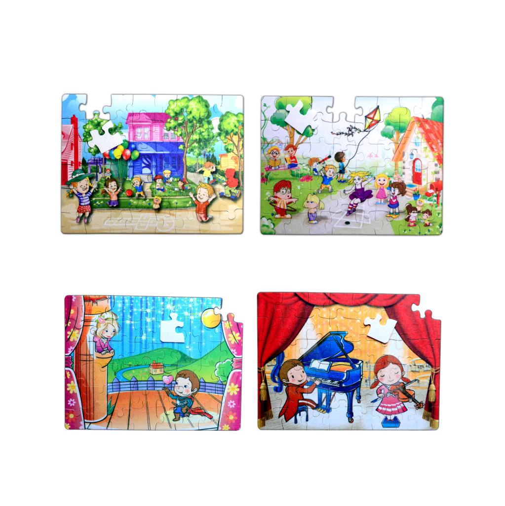 4 Set - 96 Piece Playground and Stage 5+ Felt Jigsaw Puzzle - 5 Year Old Puzzle