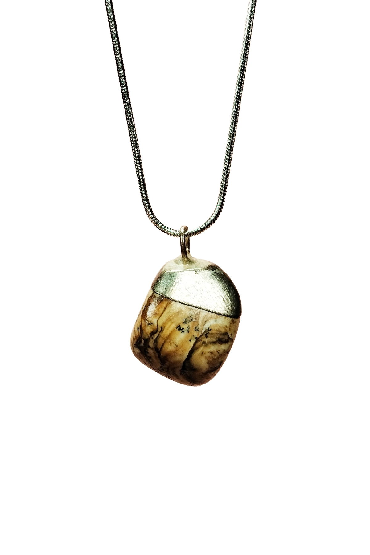 Jasper Natural Stone Handmade Pendant with Chain: 2 cm Chain: 20 cm Boxed