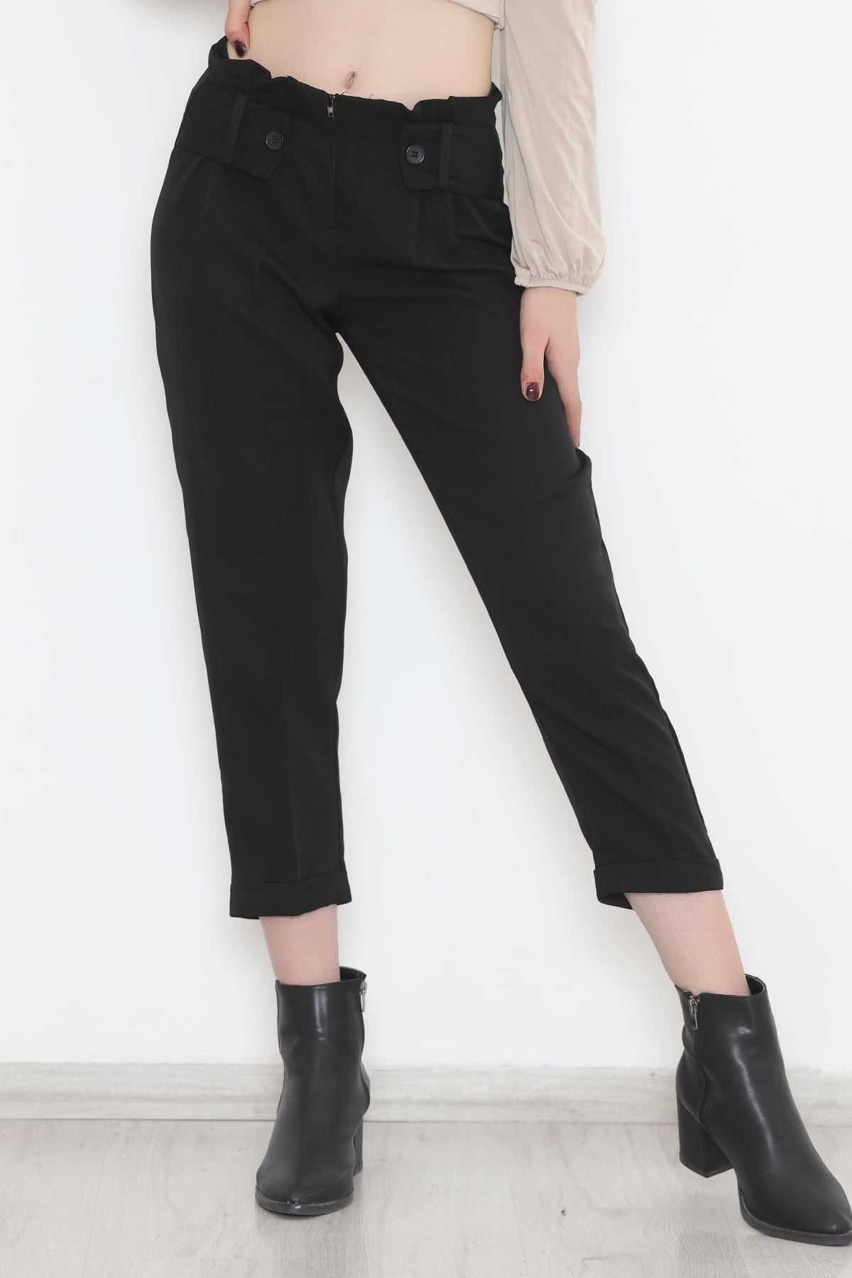 Belt Look Pants Black