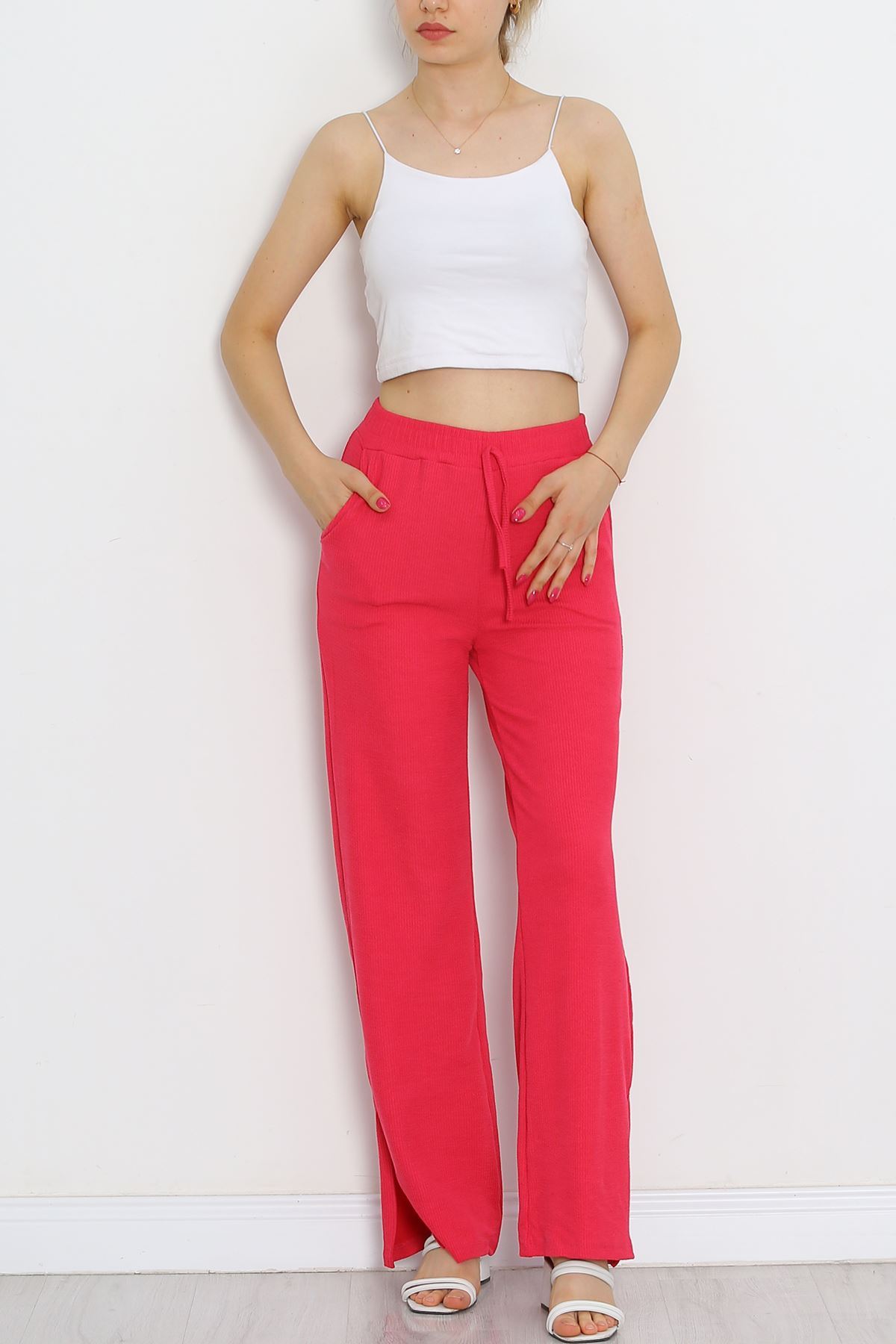 Trousers with Cuff Slits Fuchsia