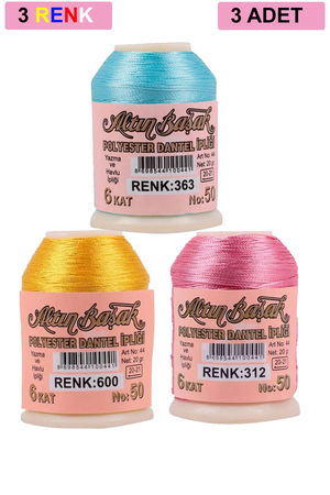 3 Pieces Altinbasak Oya and Lace Floss 20 gr - Turk - No: 600 - 312 - 363