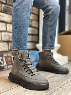 Men's High Sole Smoked Sport Boots with Hidden Laces