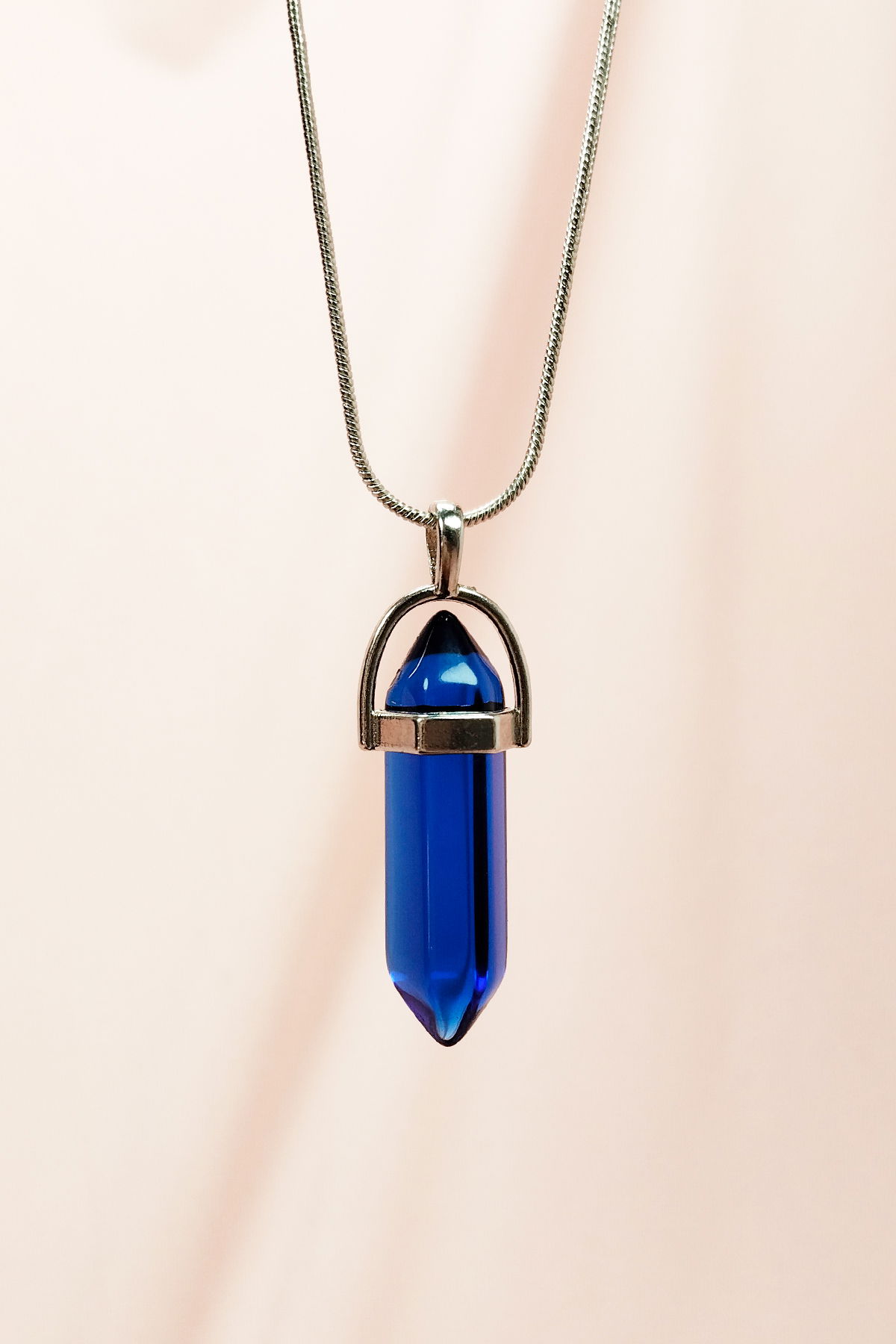 Handmade Design Necklace with Sapphire Natural Stone Chain Pendant: 3.5 cm Chain: 20 cm Boxed