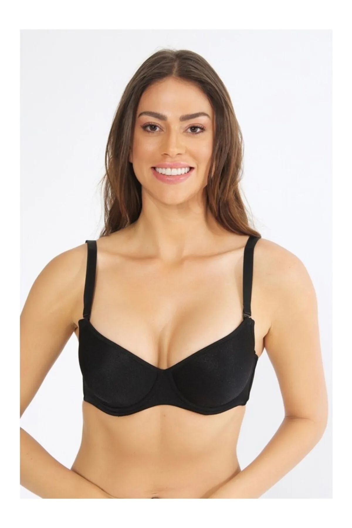 Women's Black Big Size Plus Size Unpadded Soft Recovery Bra 8100