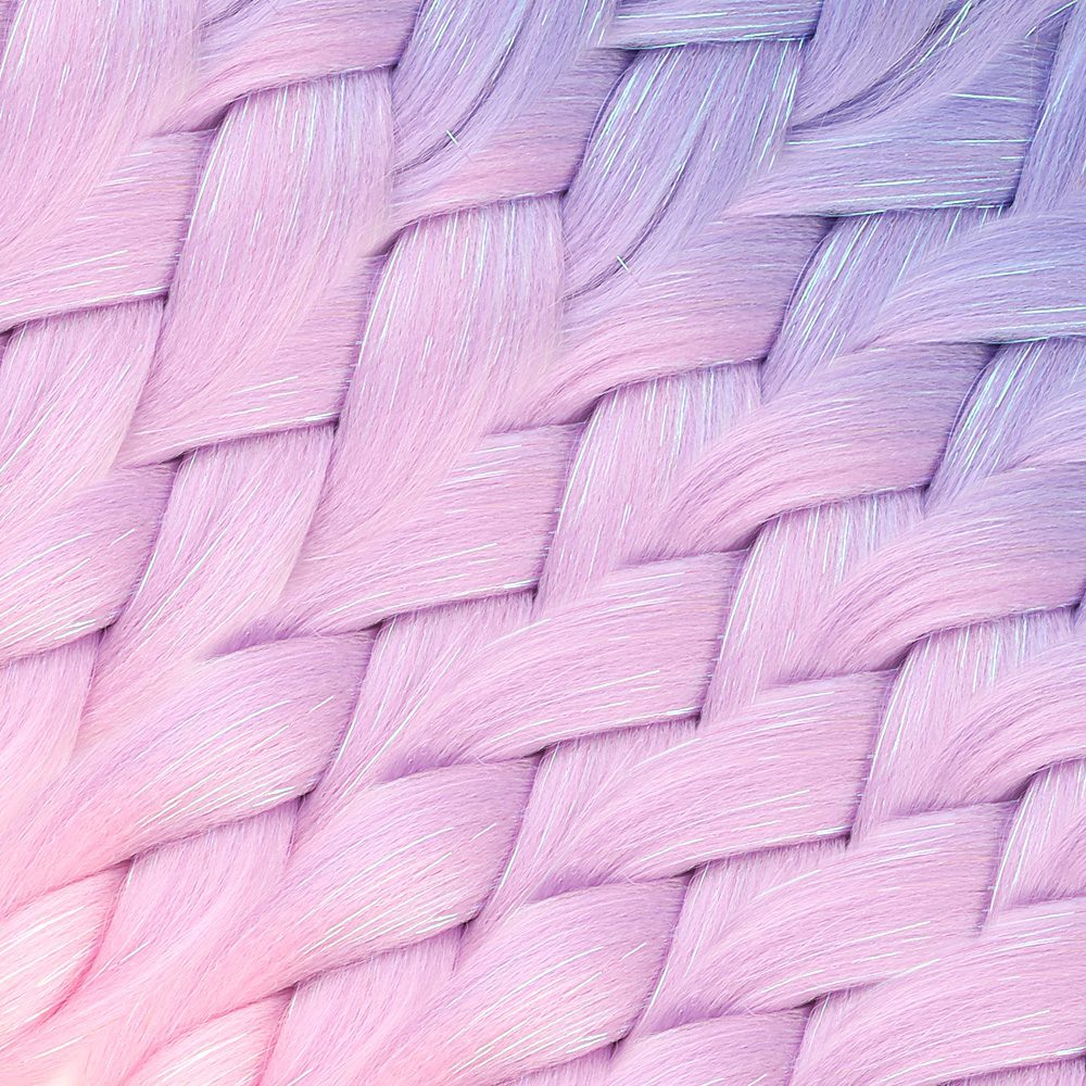 Silvery Lilac / Pink / Candy Pink Color Transition Braided Hair 100 Gr.