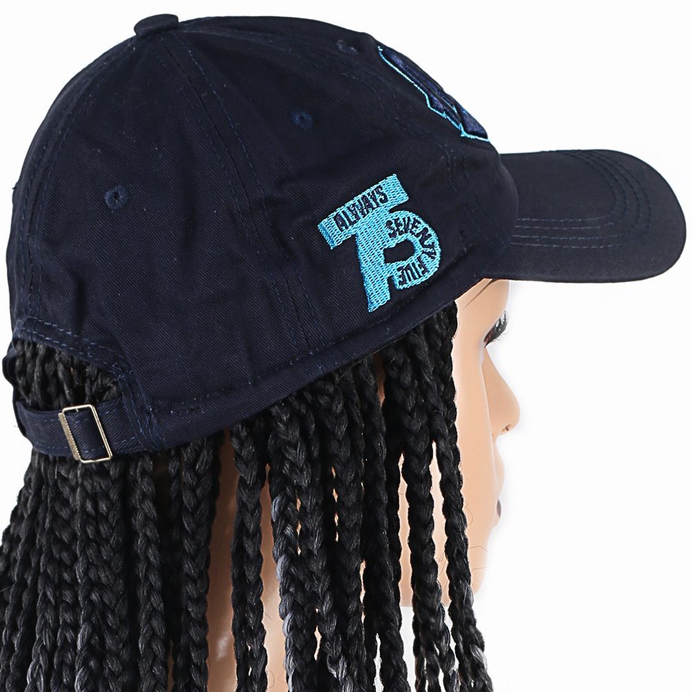 Navy Blue Hat Look Mesh Wig / Black / Light Gray Ombré