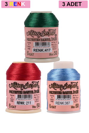 3 Pieces Altinbasak Oya and Lace Floss 20 gr - Turk - No: 211 - 387 - 417