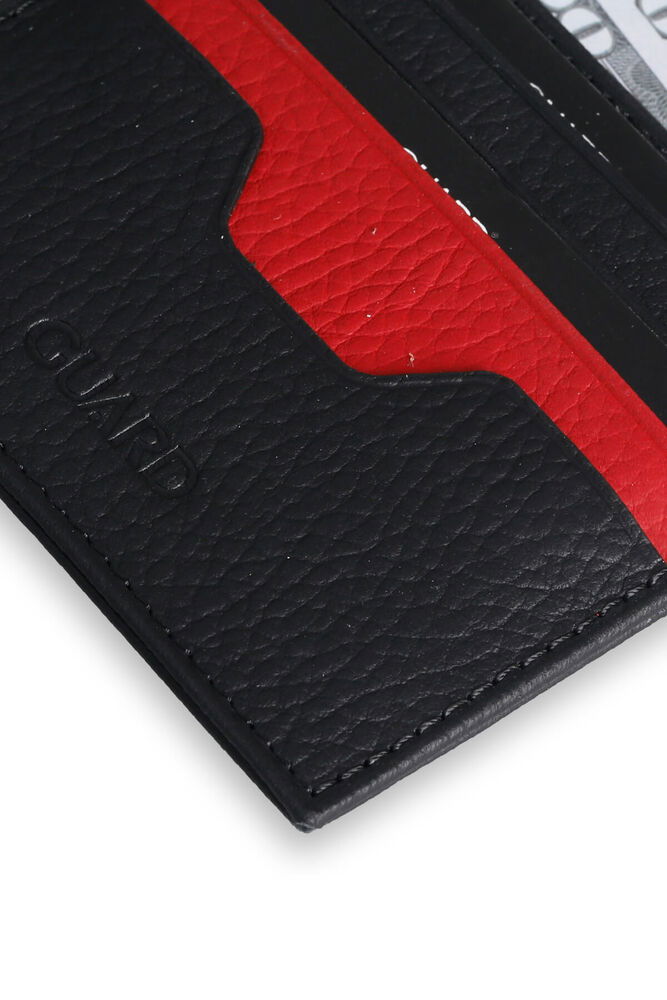 Black - Red Double Color Genuine Leather Card Holder