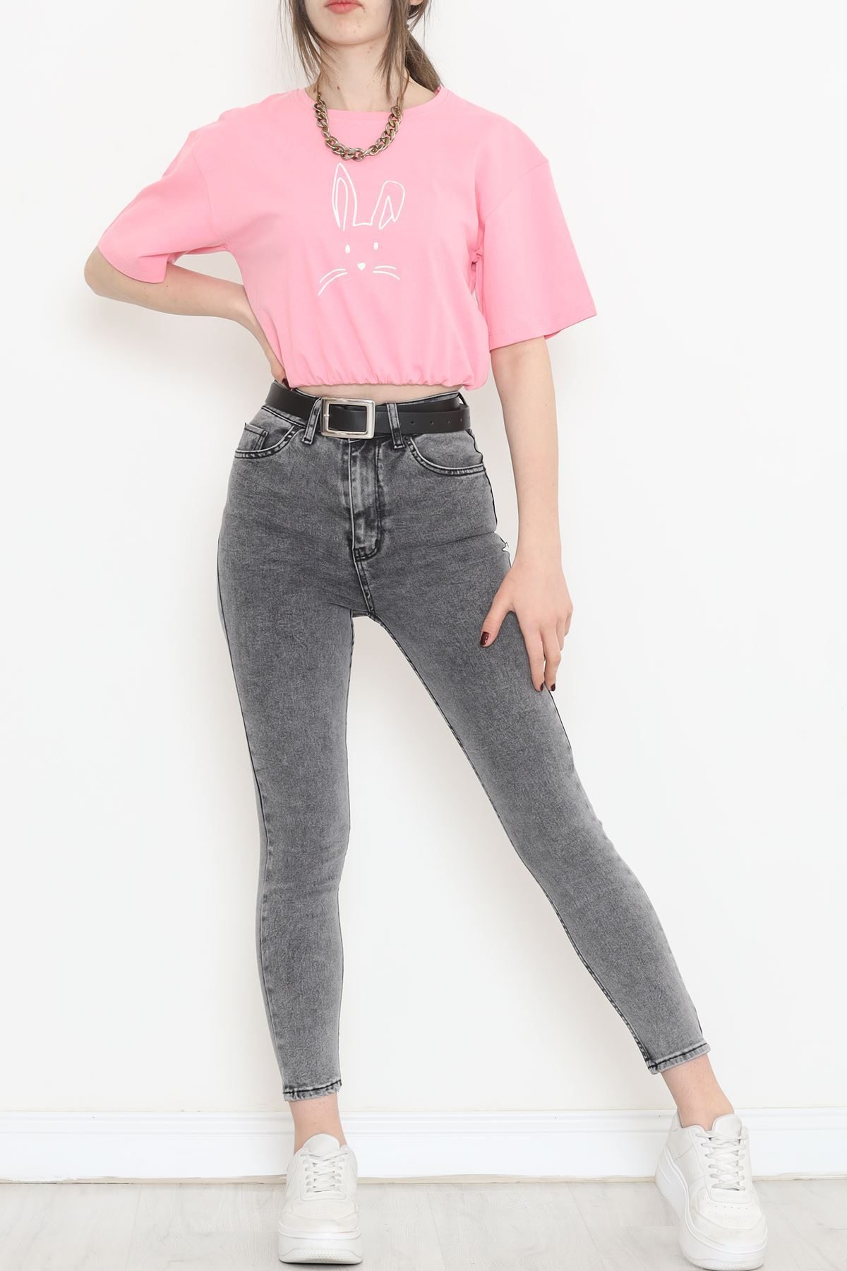 Elastic Waist T-Shirt Pink