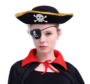 Pirate Hat and Eye Patch Gold Color Child Size