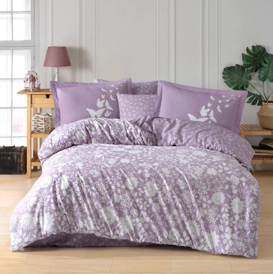 Double Poplin Duvet Cover Set Hira Lilac