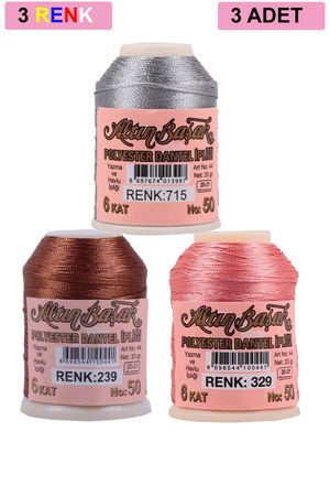 3 Pieces Altinbasak Oya and Lace Floss 20 gr - Turk - No: 239 - 329 - 715