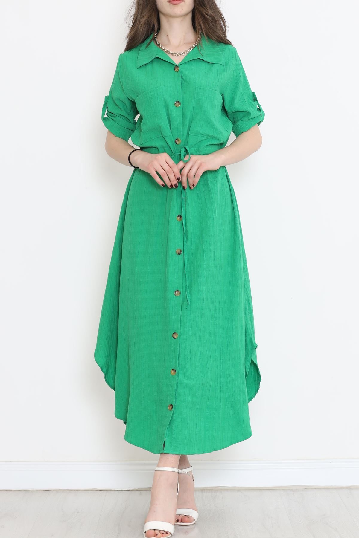 Double Pocket Dress Green