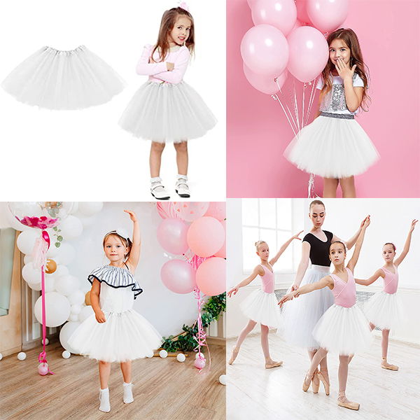 White Color Tutu Skirt Ballet Skirt Show Skirt Kids Baby Size