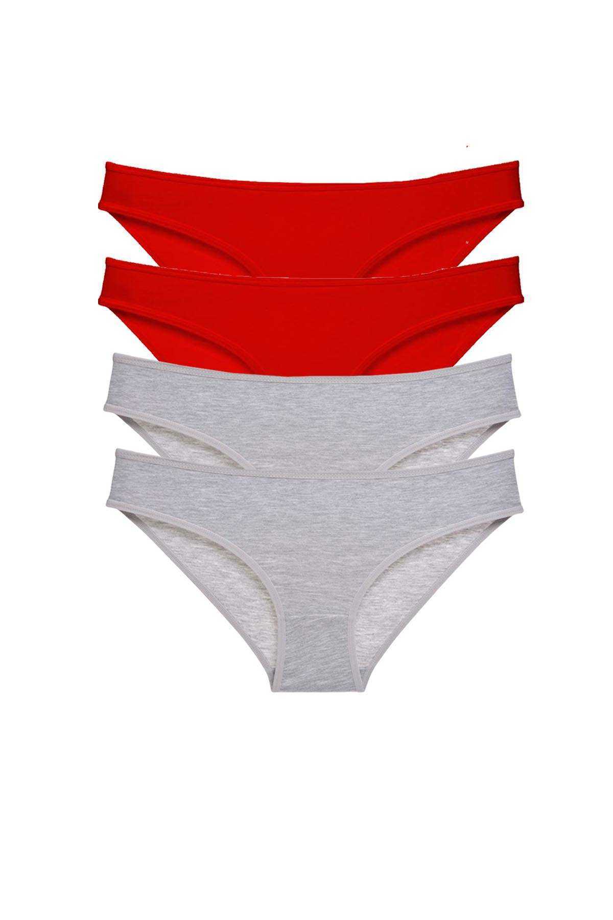 4pcs Eco Set Lycra Women Slip Panties Red Gray