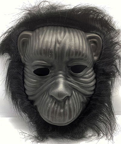 Black Color Eva Gorilla Mask - Orangutan Mask with Black Plush Feather