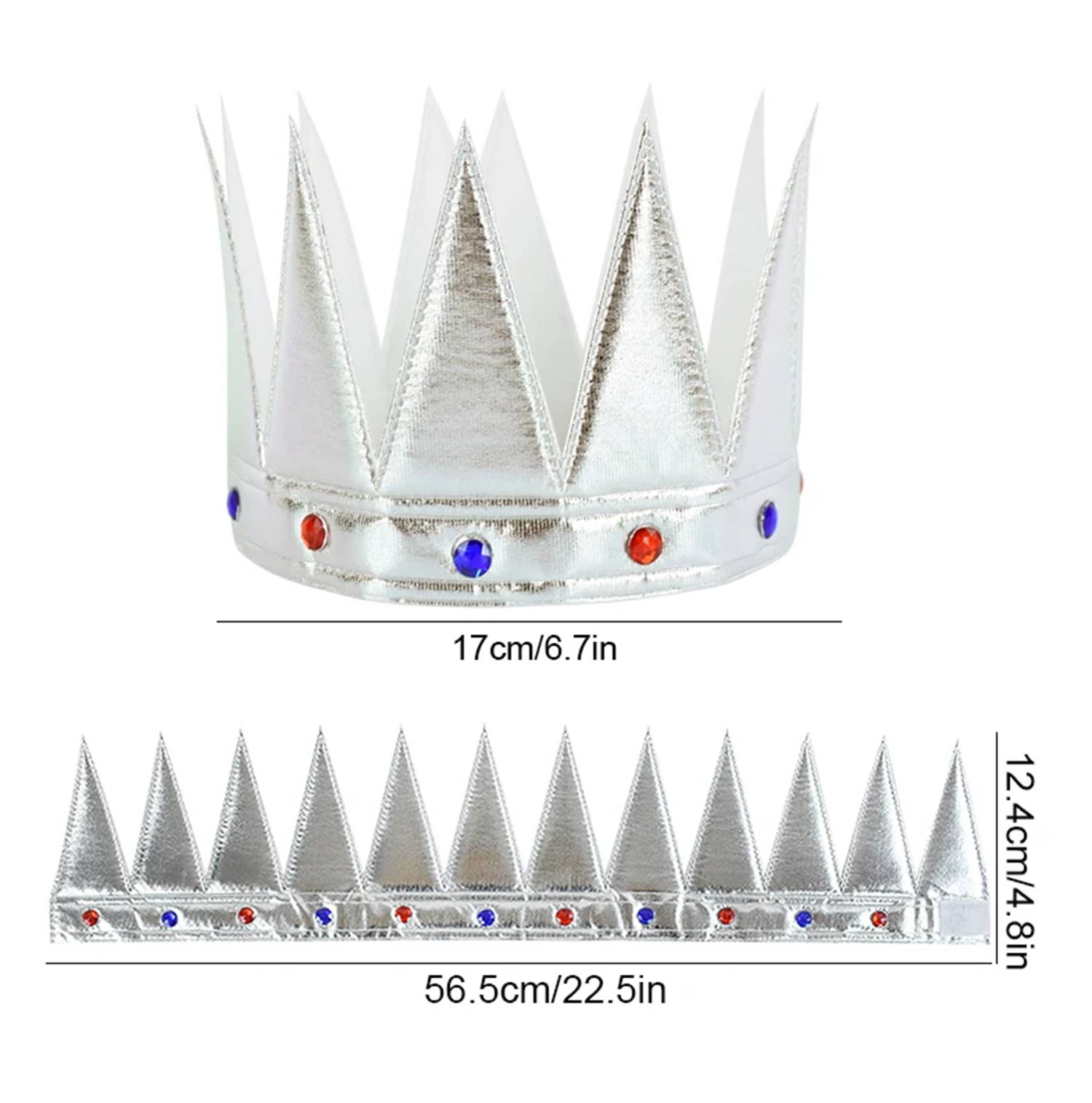 Silver Color Eva Soft King Royal Crown Adult Child Compatible 55 cm