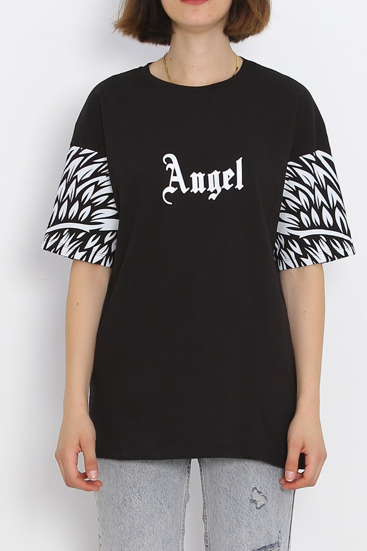 Front Back Printed T-Shirt Black