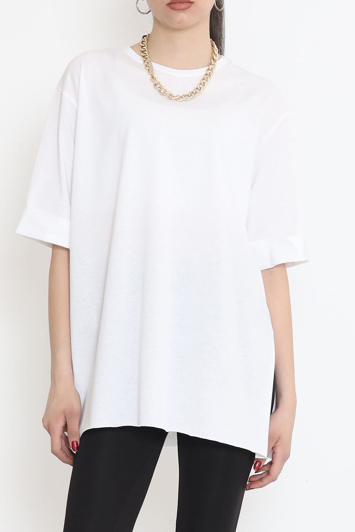 Plus Size Double Sleeve T-Shirt White