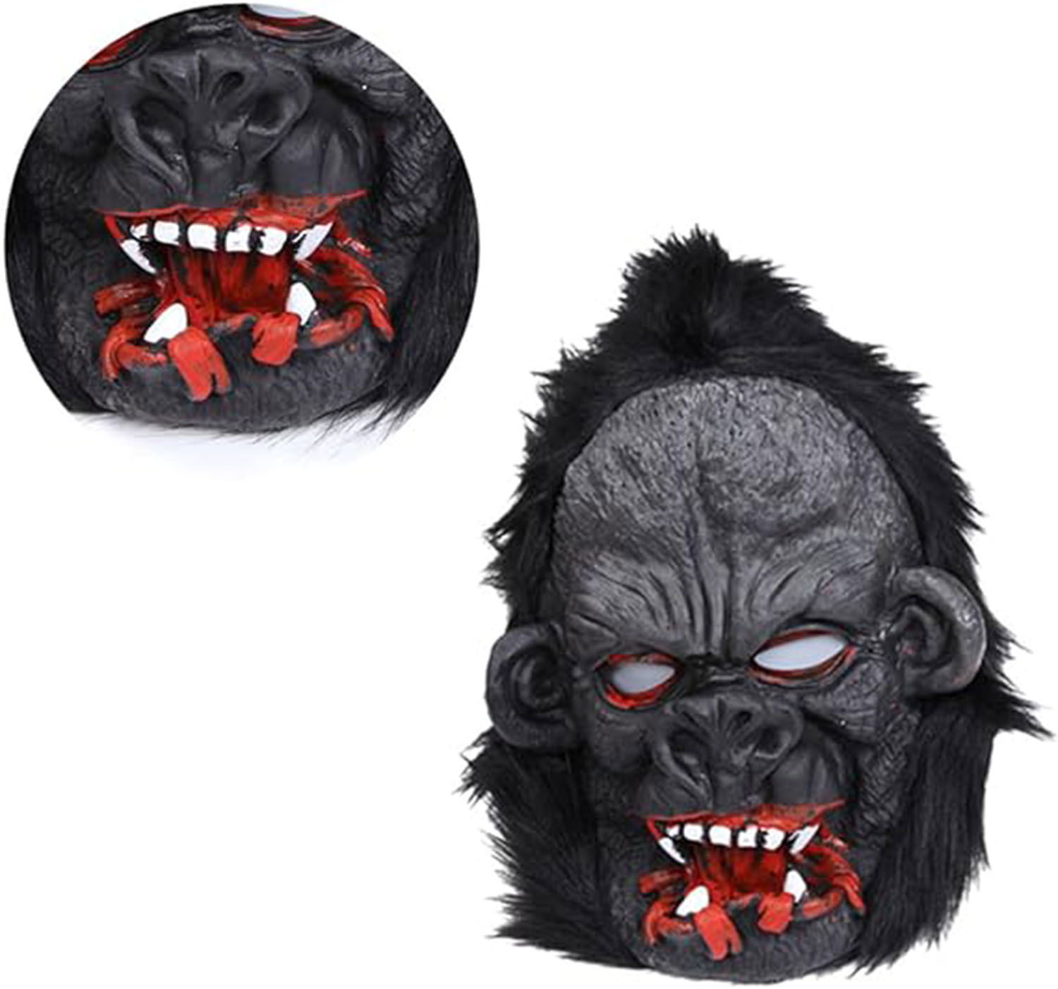 Latex Gorilla Mask Monkey Mask Meat Mask Orangutan Black Hair No 2