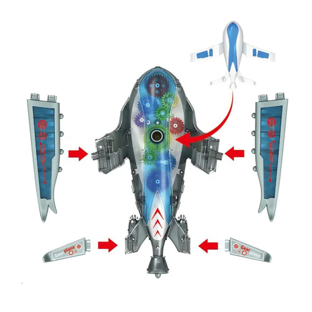 Ground Hovering Lighted Sound Movable Mechanism Fighter Airplane 43x27 Cm