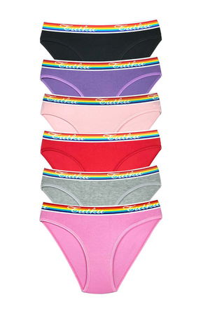 6 Pcs Colorful Elastic Cotton Women Slip Panties with Waistband