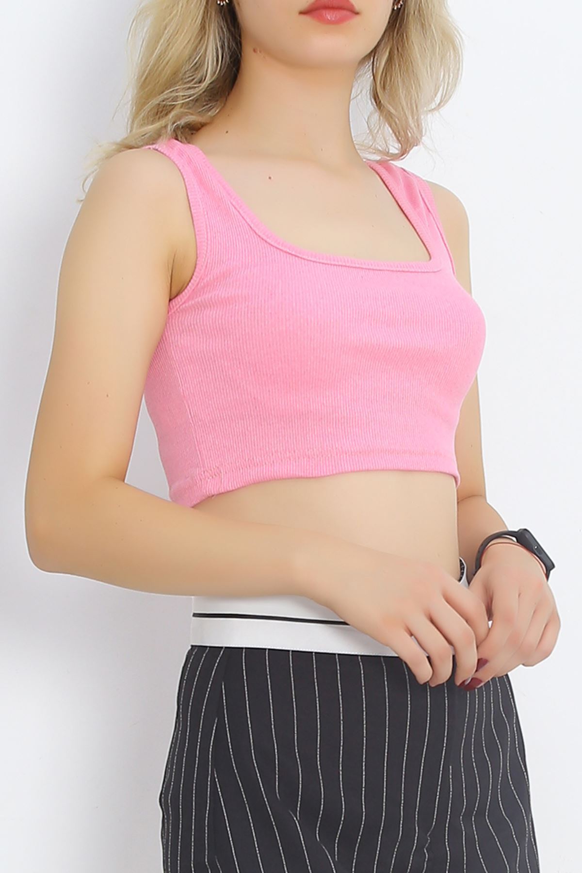 Thick Strap Crop Tank Pink