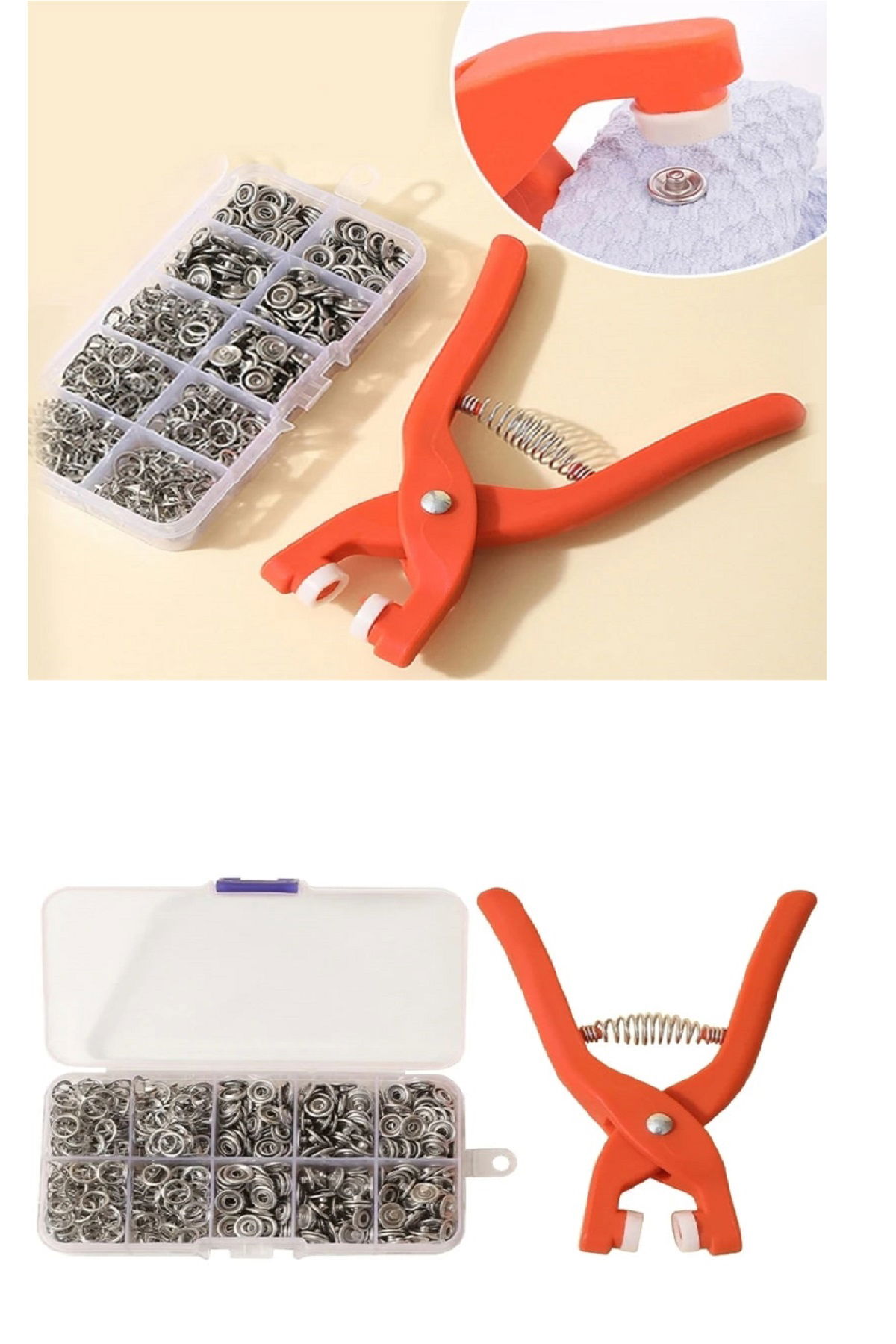 Round Ring Eyelet Pliers 9.5 Mm - Baby Dress Snap Fitting Kit with Storage Box