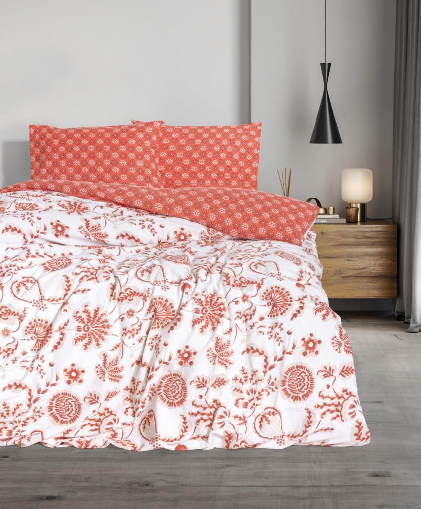 Flannel Duvet Cover Double Flowerland Red