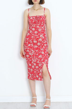 Strappy Patterned Dress FloralFuchsia