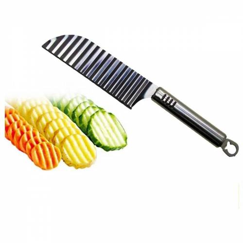 Serrated Potato Cutting Knife - Shaped Vegetable and Fruit Slicer