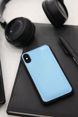 Turquoise Saffiano Leather iPhone X/XS Case