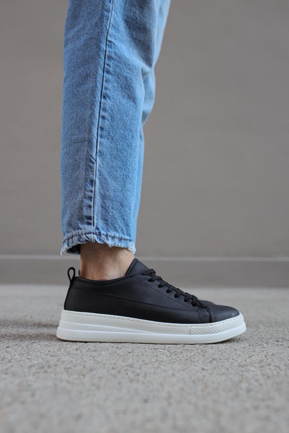 Sneakers Shoes Black (White Sole)