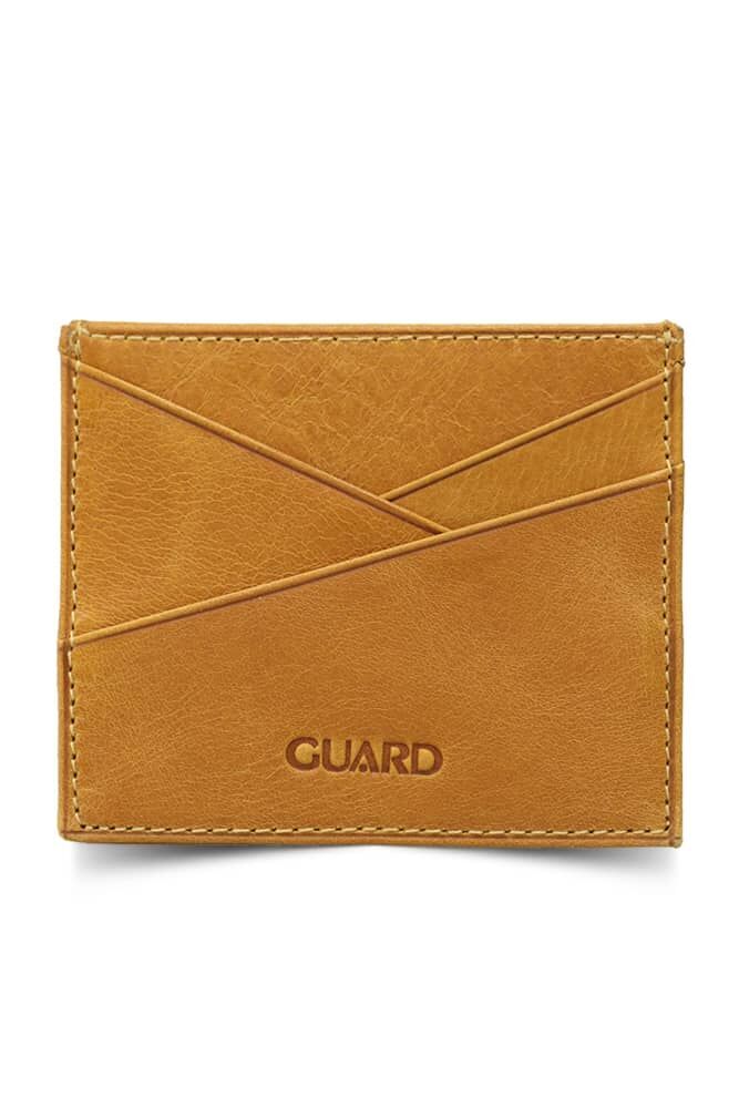 Antique Yellow Leather Card Holder