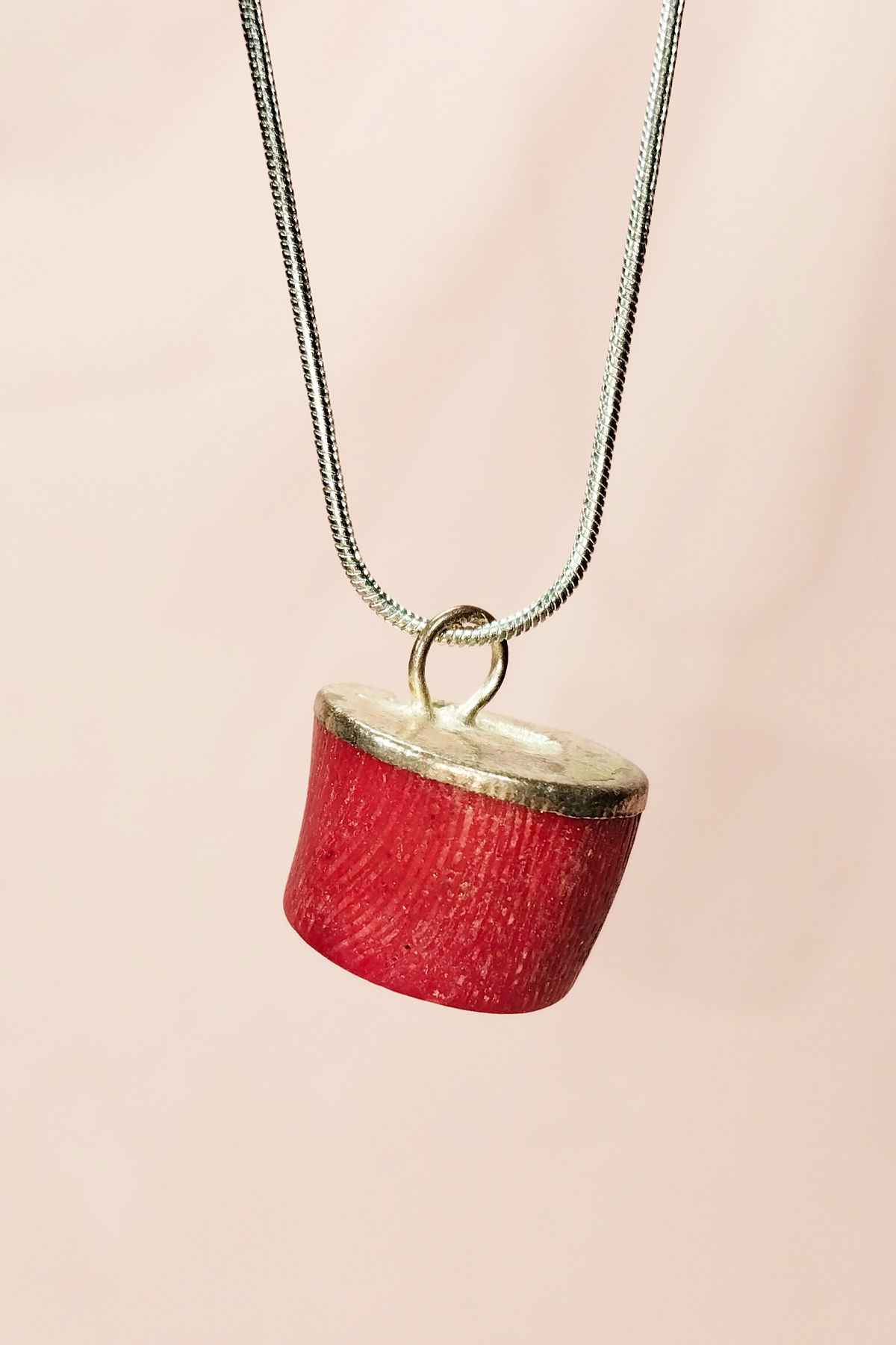 Coral Natural Stone Handmade Pendant with Chain: 1.5 cm Chain: 20 cm Boxed