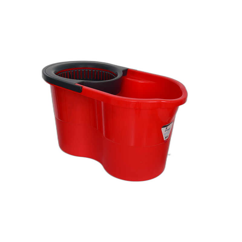 Plastic Cleaning Set Bucket + Mop + Mop + Mop + Handle Red Color