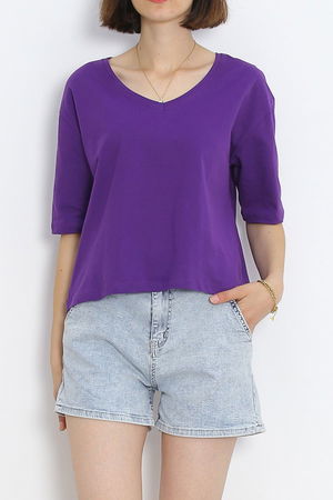 V-Neck T-Shirt Purple