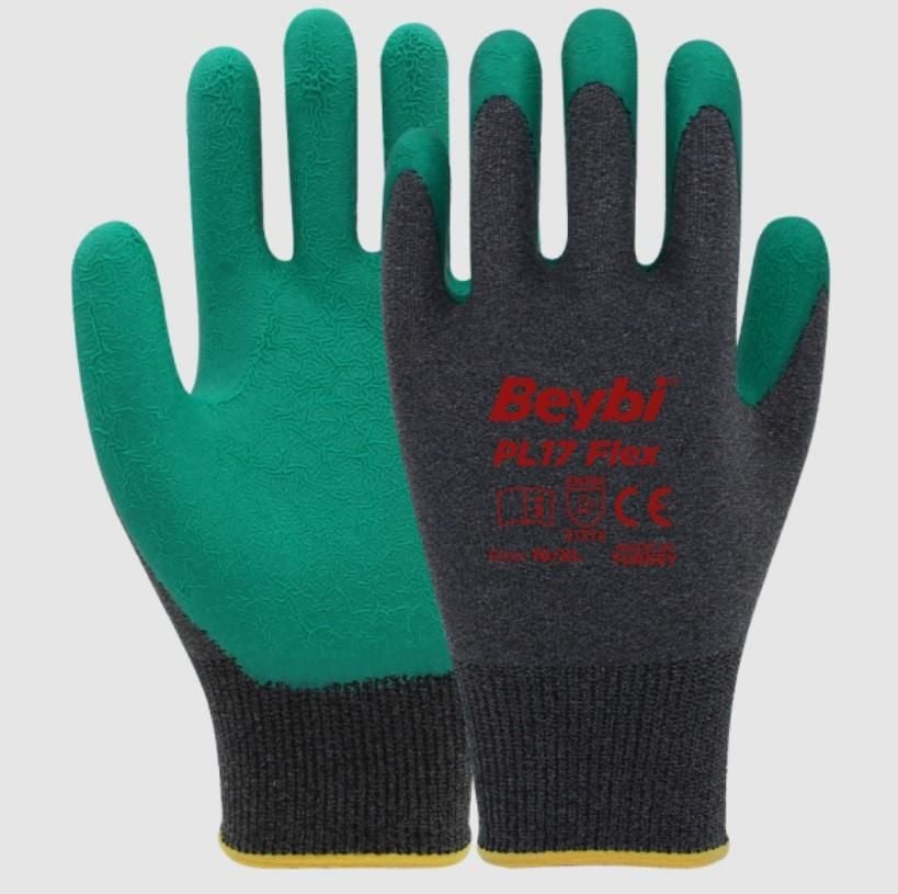 Beybi PL17 Flex Lycra Knitted Latex Gloves NO:9 Green