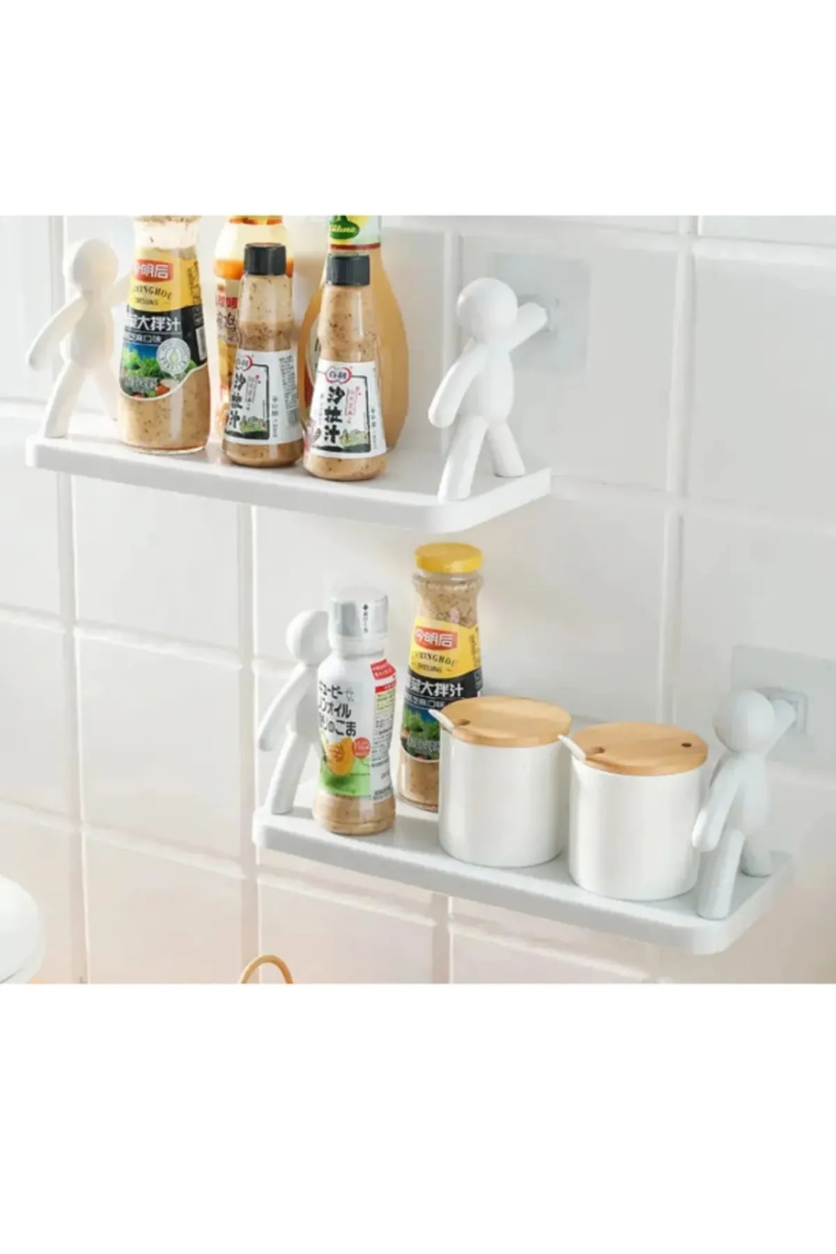 2 Pcs Custom Shelf Spice Rack -Makeup Supply Shelf Self Adhesive Bathroom Kitchen Organizer Shelf