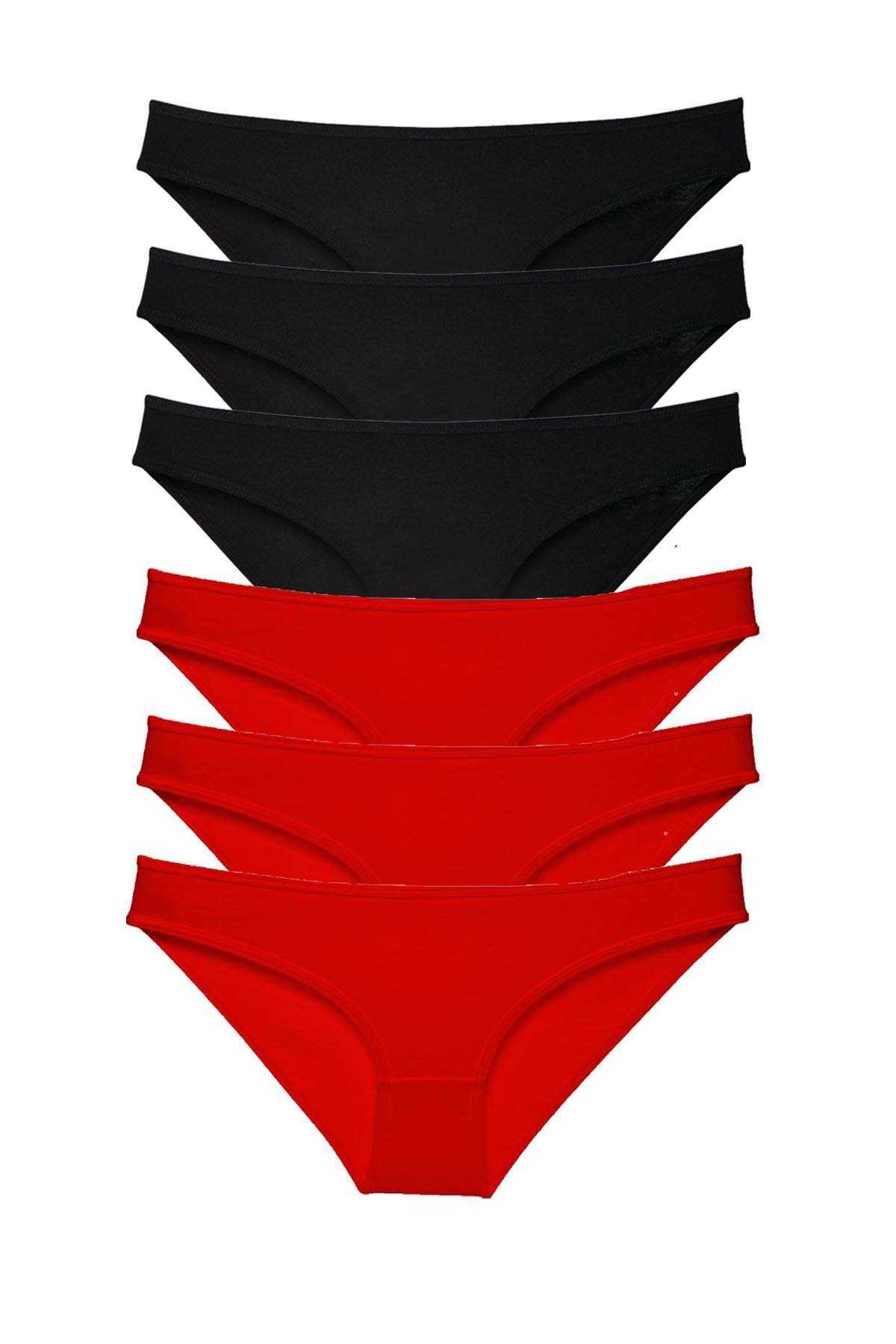 6pcs Super Eco Set Lycra Women Slip Panties Black Red