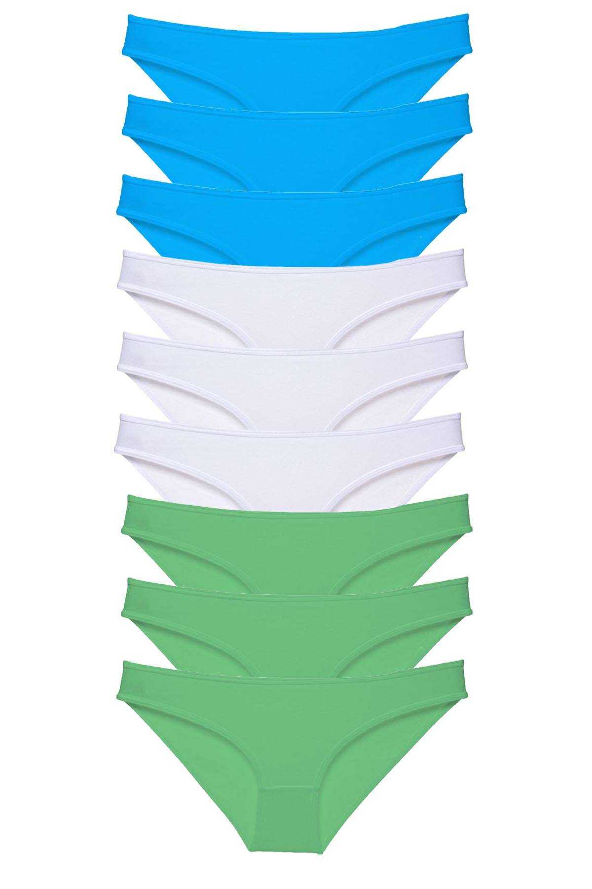 9pcs Super Eco Set Lycra Women Slip Panties Green White Blue