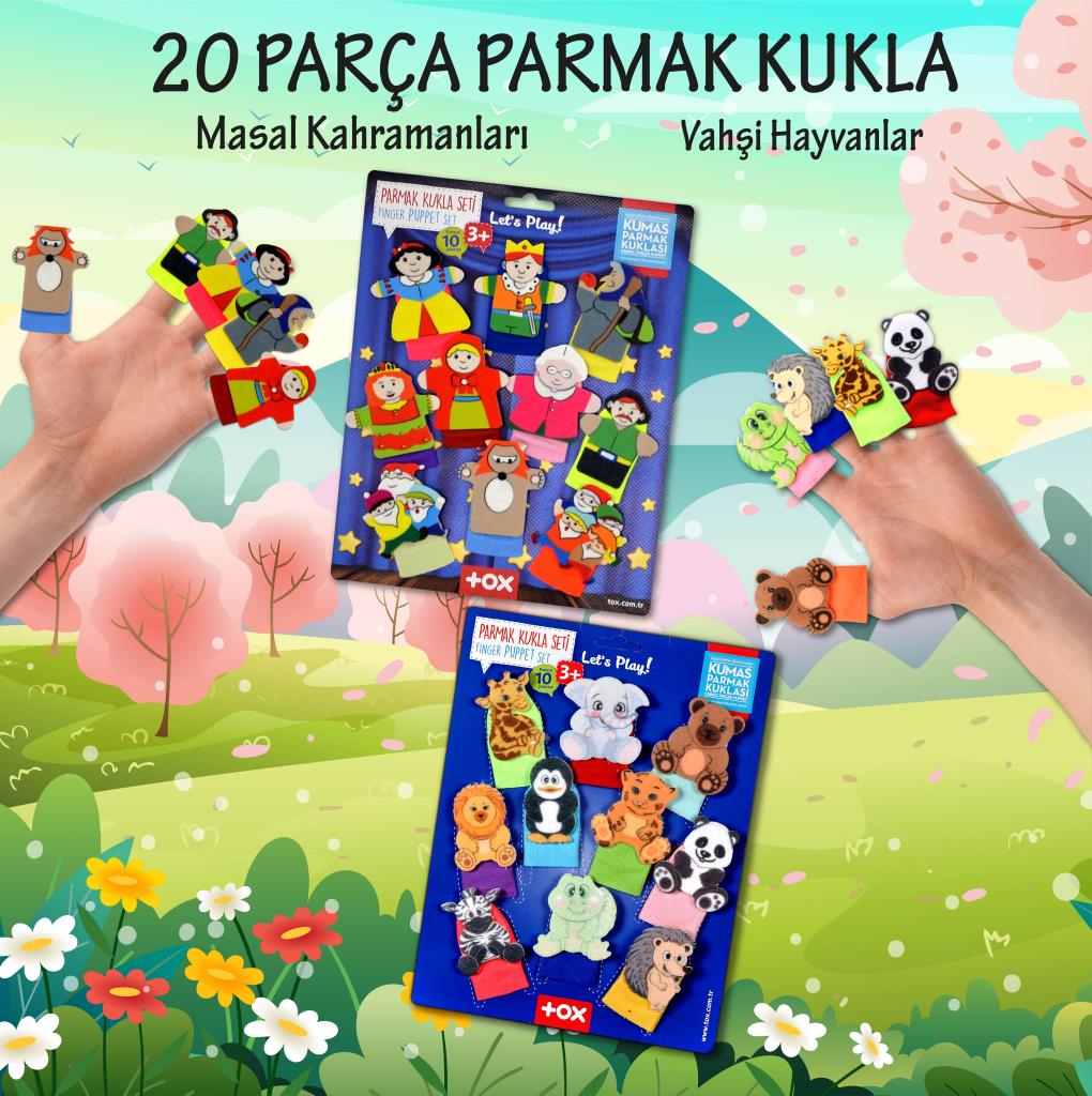 2 Sets - 20 Pieces Fairy Tale Heroes and Wild Animals Finger Puppet