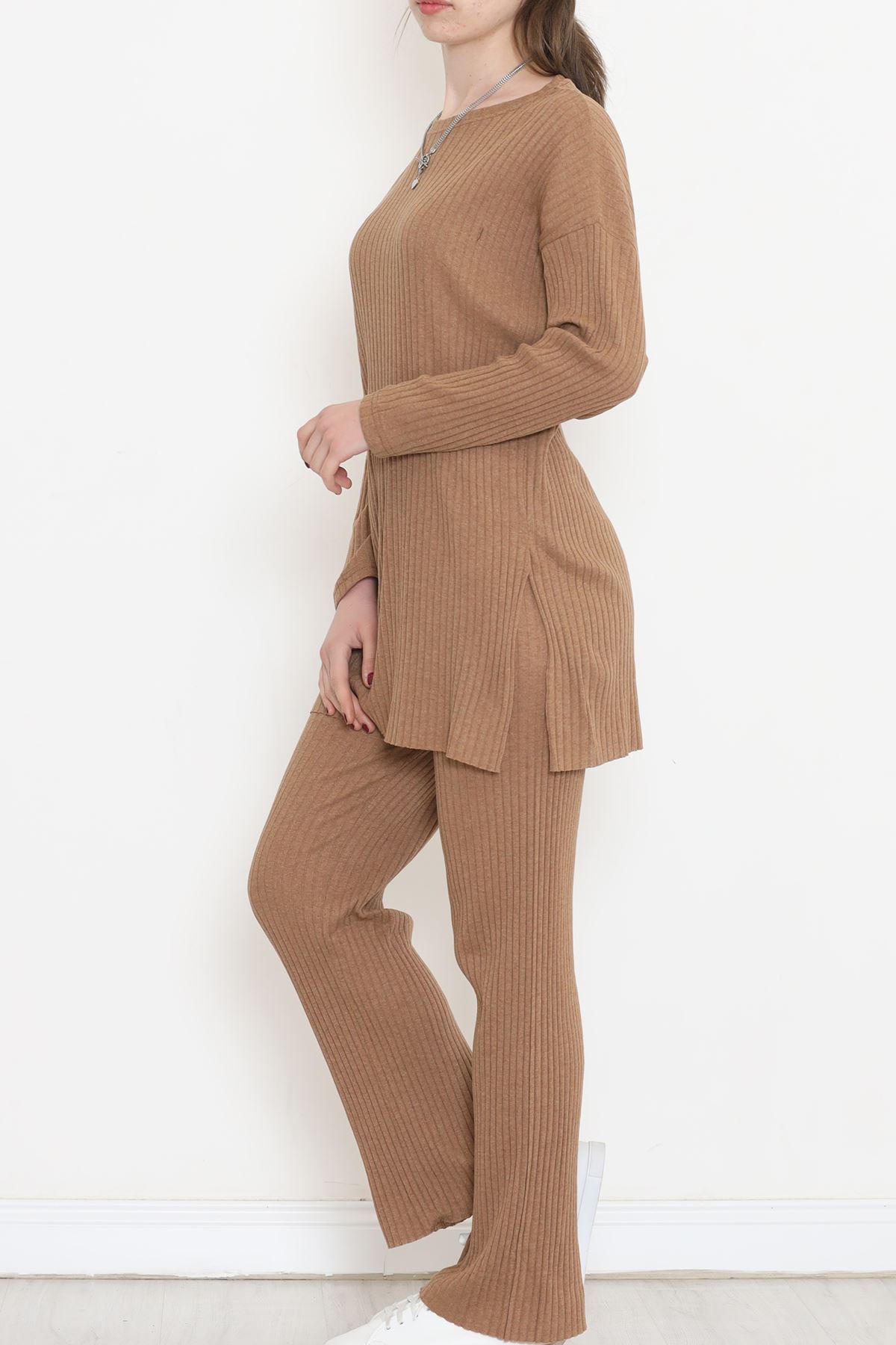 Long Sleeve Fitted Suit Camel