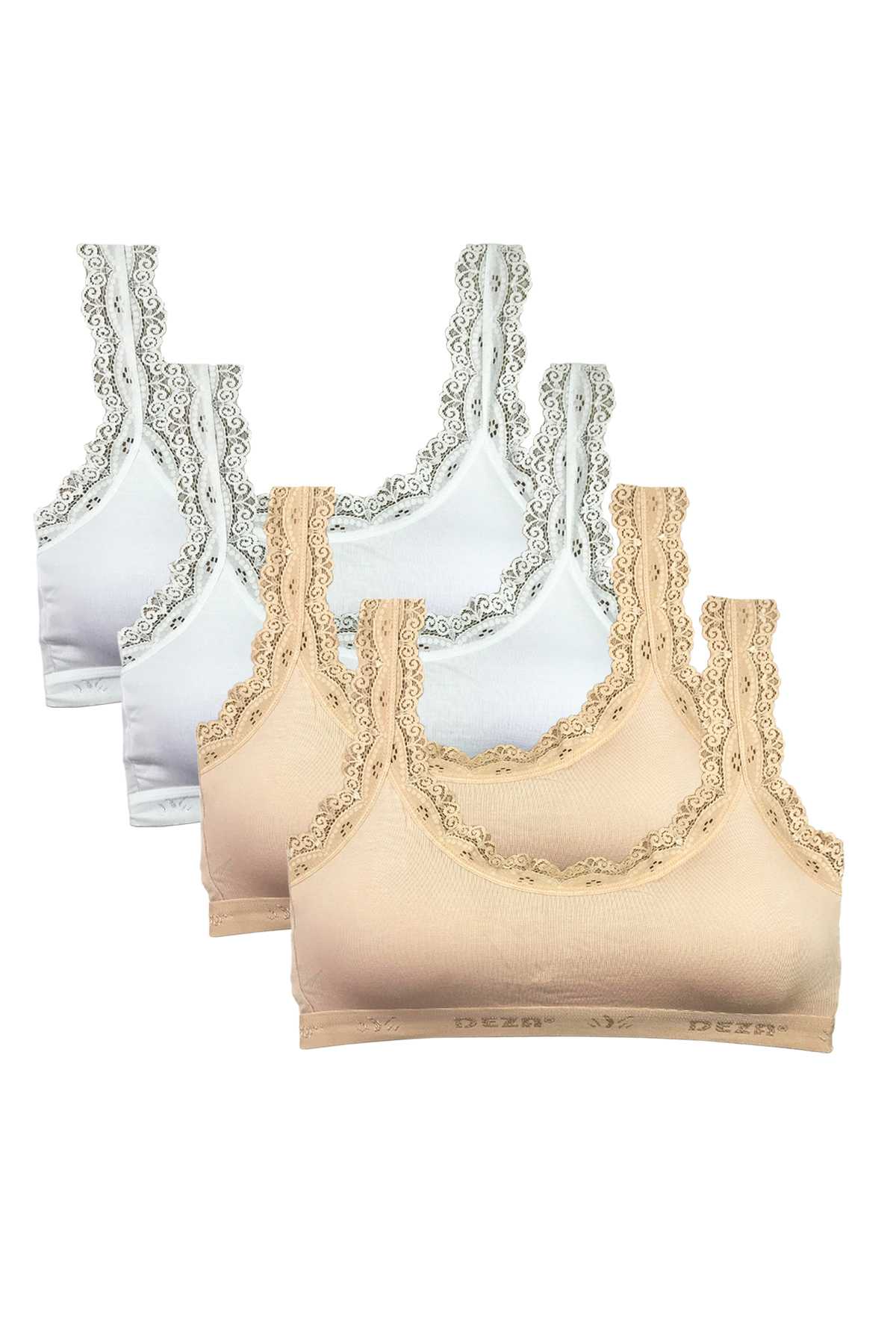 4 Pcs Lace Embroidery Embroidered Padded Bamboo Women Bustier White Skin