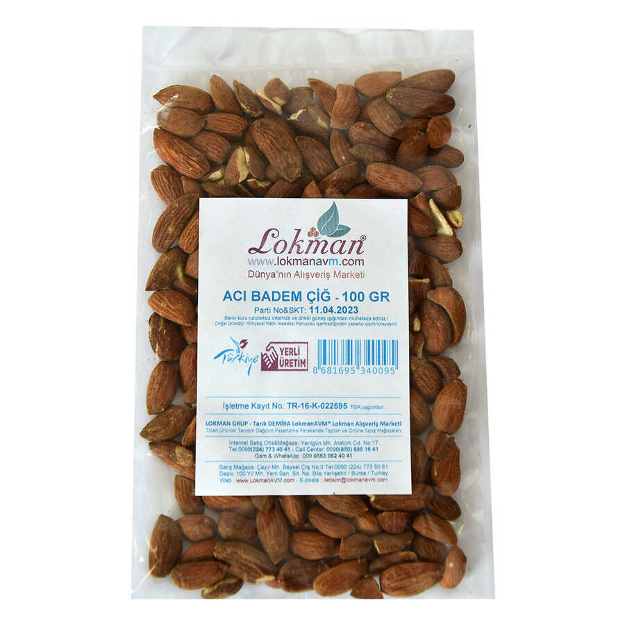 Bitter Almond Raw Natural 100 Gr Package