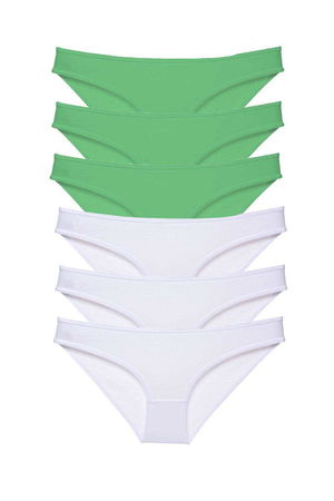 6pcs Eco Set Lycra Women Slip Panties Green White