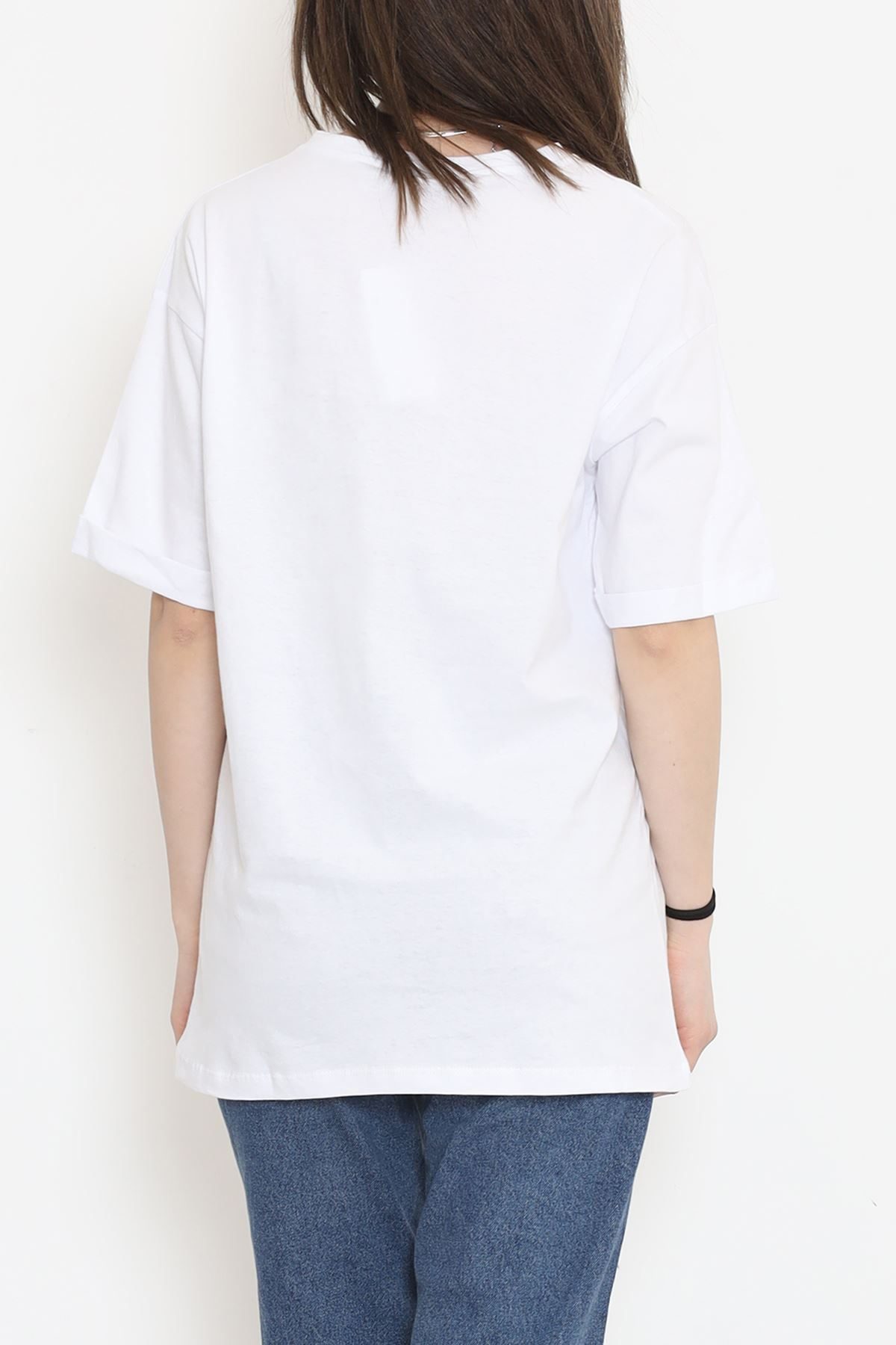 Printed Double Sleeve T-Shirt White