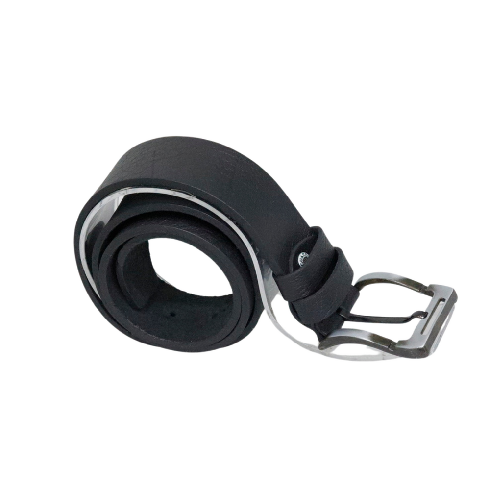 Black Men's Leather Flexible Soft-textured Belt 4.5 Cm